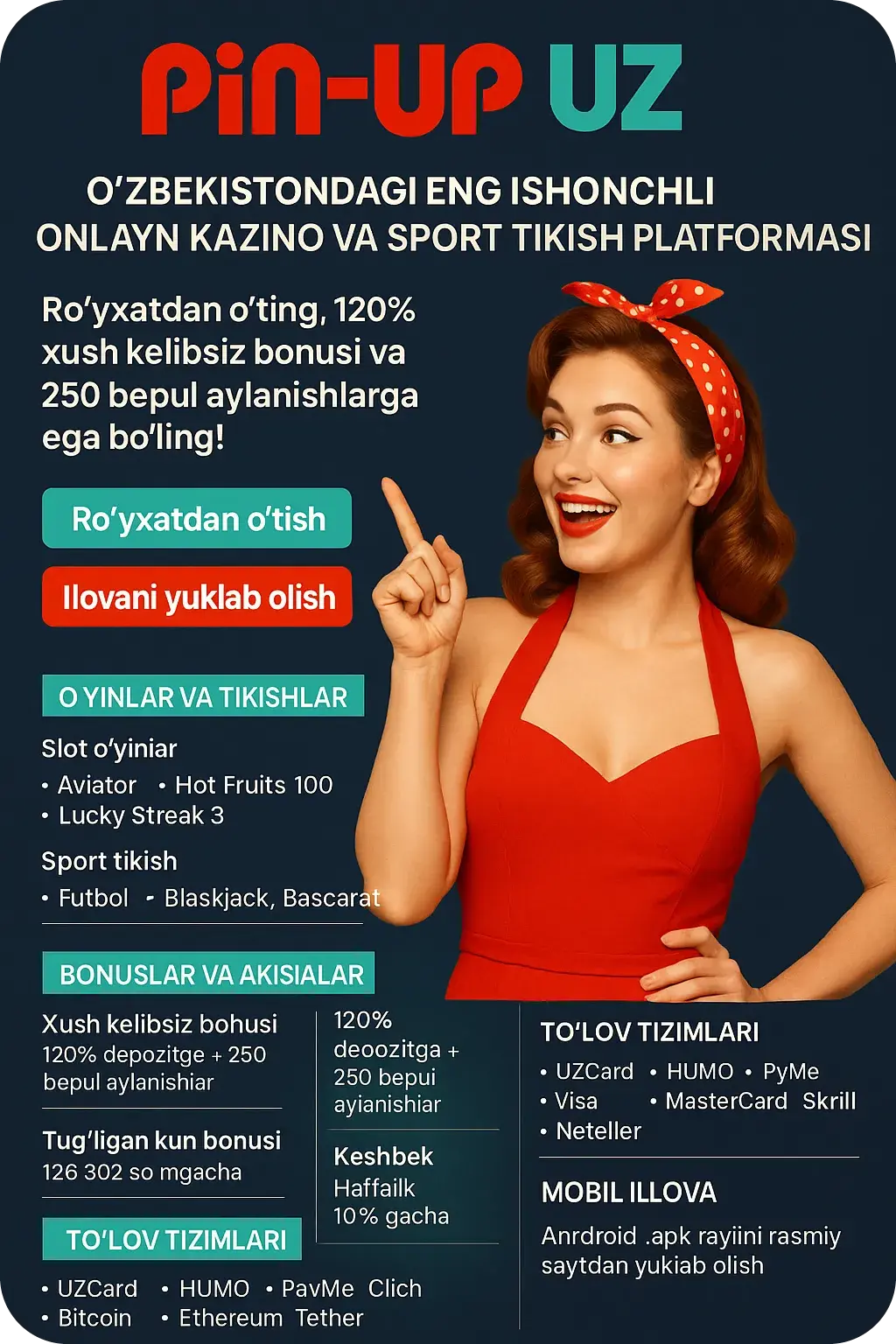 Pin-Up Oʻzbekiston - Pinup official site va pinup mirror: